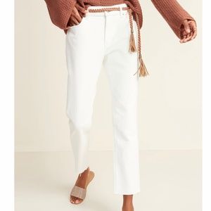 OLD NAVY Mid-Rise Ecru-Wash Boyfriend Straight Cut-Off Jeans for Women (NWT) 4P